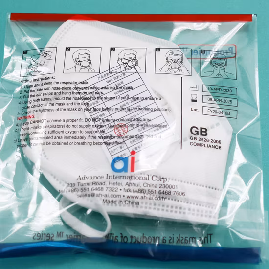 Máscara descartável Kn95mask com máscara facial preta e personalizada de fábrica KN95 não